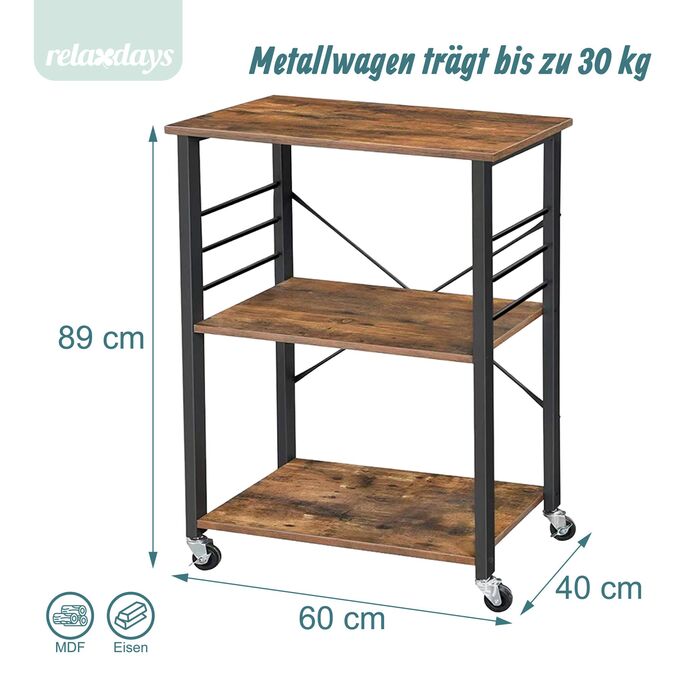 Візок кухонний Relaxdays, 3 ящики