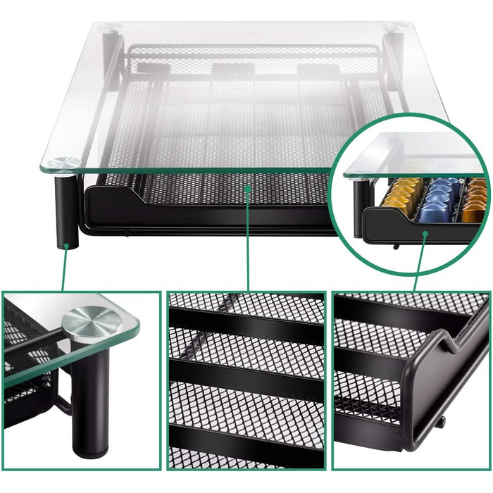 Підставка для капсул Nespresso Masthome, 60 капсул, скло, з серветкою для чищення