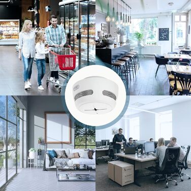 Датчик диму Rauchmelder AEGISLINK S500 (10 шт.): фотоелектричний, 10 років роботи, з тестом та вимкненням звуку, сповіщення про слабкий акумулятор