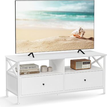 Тумба під телевізор VASAGLE, 120 см, з 2 шухлядами та 2 відкритими полицями, для телевізорів до 55 дюймів, сталевий каркас, вінтажний колір, LTV300B01