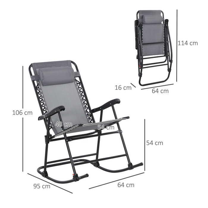Зручне вуличне крісло-гойдалка, стійке до погодних умов, складане, з підголівником, витримує до 120 кг, світло-сірого кольору
