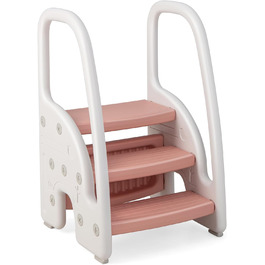 Дитячий триступеневий табурет-сходинка COSTWAY, регульована висота, знімний верхній щабель, неслизьке покриття, 50 кг, рожевий
