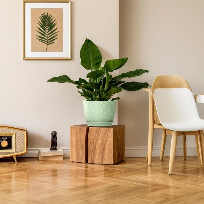 Набір горщиків для квітів з автополивом, 3 шт. (30/25/22 см, світло-зелений)