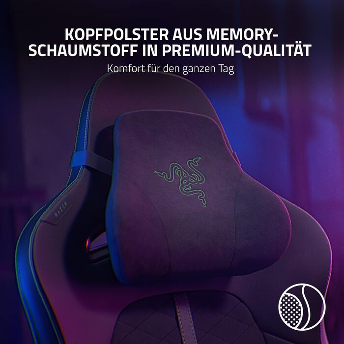 Геймінговий крісло Razer Enki - комфорт на весь день (інтегрований поясничний вигин, реактивна регулювання нахилу, широке сидіння, екологічна штучна шкіра) Зелений | Razer Enki Standard Green