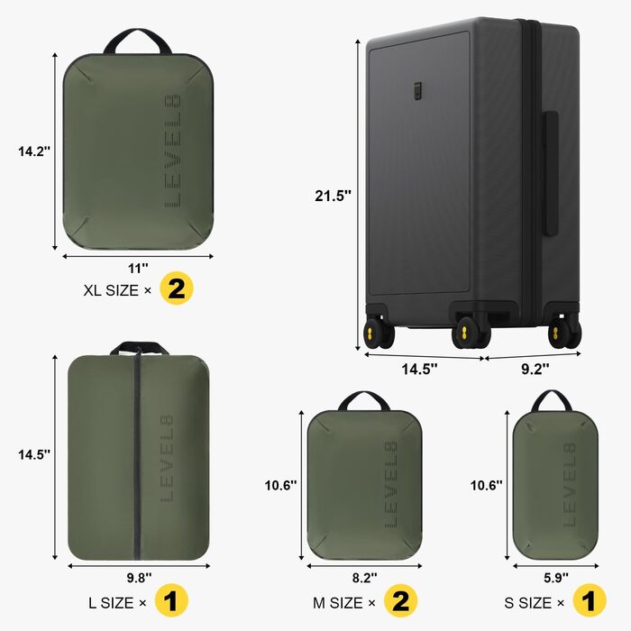 Валіза на колесах LEVEL8 з твердою оболонкою, 4 колеса, TSA, 100 ПК, мікродіамантовий дизайн, темно-сірий, 74 см, 99 л