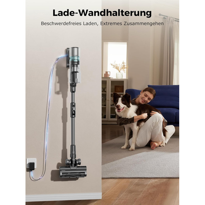 Бездротовий пилосос Proscenic P11 Ultra: потужний, легкий, з акумулятором 50 хвилин, сенсорний екран, антизаплутування, для дому, авто та видалення шерсті тварин (сірий)