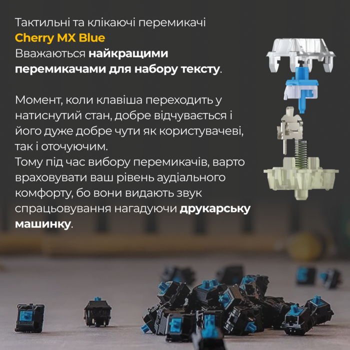 Механічна клавіатура Ducky One 3 Cherry MX Blue RGB White UA