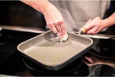 Сковорода-гриль Berndes BONANZA 28x28 см, алюмінієвий лиття, антипригарне покриття, квадратна, сіра