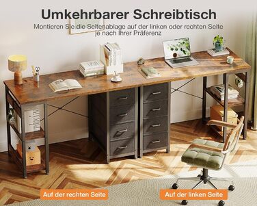 Компактний письмовий стіл Coleshome з 4 висувними ящиками, 100x40 см, з полицями, для офісу, кабінету, спальні, коричневий