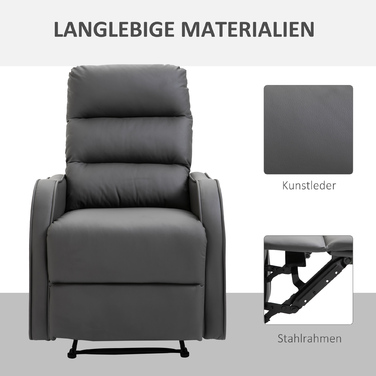 Реклайнер HOMCOM Recliner з функцією гойдання та відкидання, поворотний з підсклянником з тканини з мікрофібри для вітальні та відпочинку