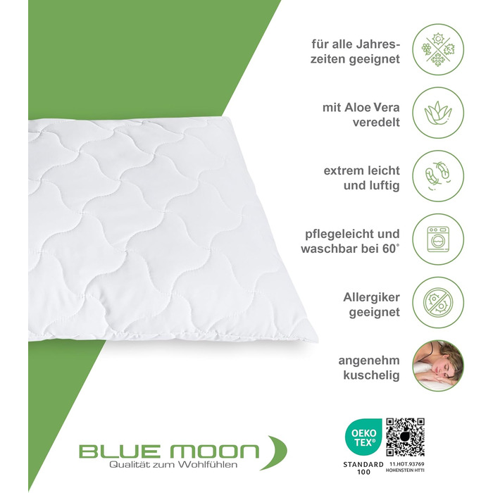 Подушка BLUE MOON Aloe Vera 70x90, дихаюча, підходить для алергіків, зима/літо, зроблено в ЄС