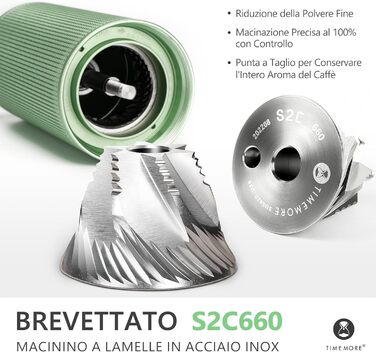 Ручна кавомолка TIMEMORE Chestnut C3 ESP PRO, зелена - для еспресо та френч-прес