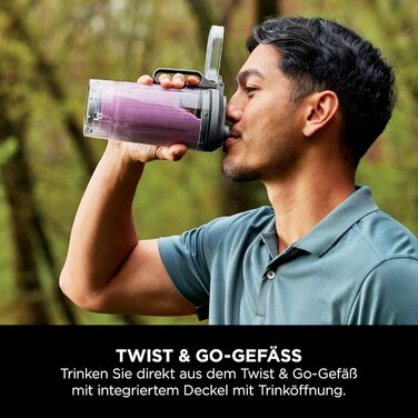 Портативний блендер Ninja Blast Max: 570 мл, акумулятор, чаша та кришка, 3 функції, для смузі та протеїнових коктейлів, сірий BC251EUGY