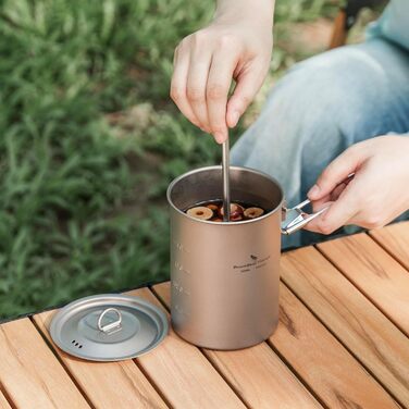 Титанковий казанок iBasingo 900мл з кришкою - казанок для кемпінгу, приготування їжі на відкритому повітрі, подорожей та пікніків