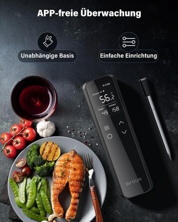 Термометр для гриля та м'яса з Wi-Fi та Bluetooth BFOUR: 6 датчиків, IP67, 2600mAh, керування через додаток