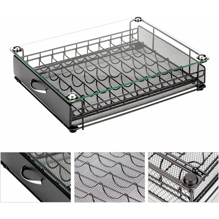 Тримач для капсул Vertuo Rice Rat для Nespresso Vertuo, 50 капсул, чорний, скляний, прозорий