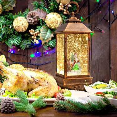 Різдвяний ліхтар зі сніговою кулею-Снігова куля лампа Санта-Клаус мотив 25 x 9 см-Снігова куля з підсвічуванням