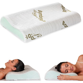 Ортопедична подушка для шиї Flowen з Memory Foam, бамбуковим чохлом та ефектом алое, для сну та підтримки шиї, зняття болю