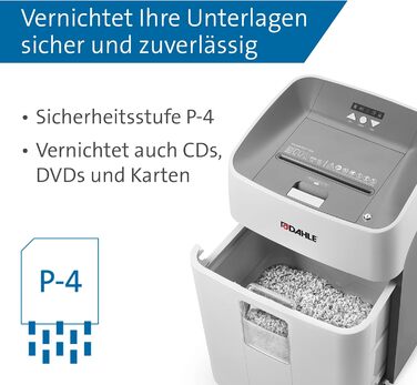 Шредер Dahle ShredMATIC 90 з автоподачею паперу, P-4, 300 аркушів, світло-сірий/сірий, без масла, без обслуговування