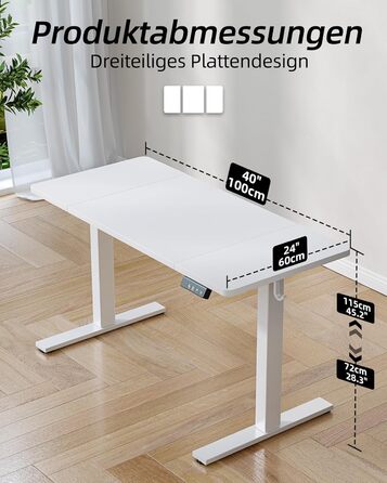 Регульований стіл BEXEVUE 120x60 см, електричний, з пам'яттю, для комп'ютера, білий