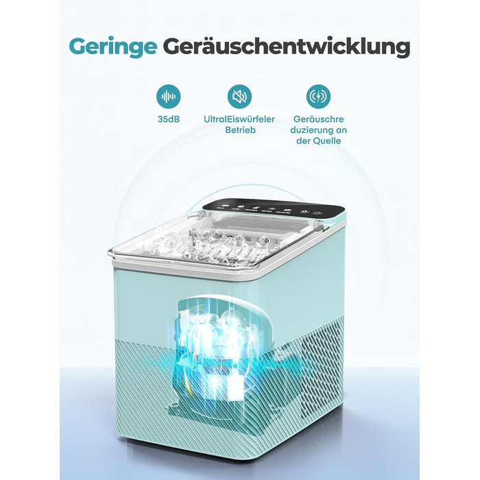 Машина для льоду Fohere портативна, самоочищення, 14 кг/24 год, зелена - для дому, бару, офісу, кемпінгу