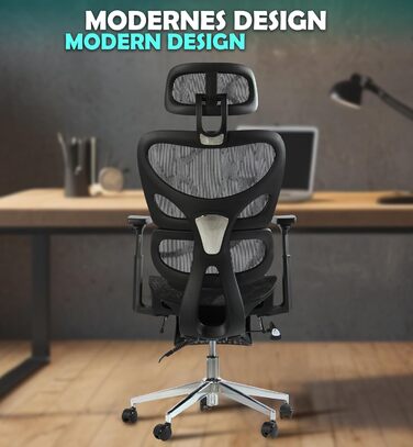 Офісний крісло Sesto Senso K80G Grey (1, Black) з підставкою для ніг, ергономічний, з регульованою спинкою та підлокітниками, для керівників