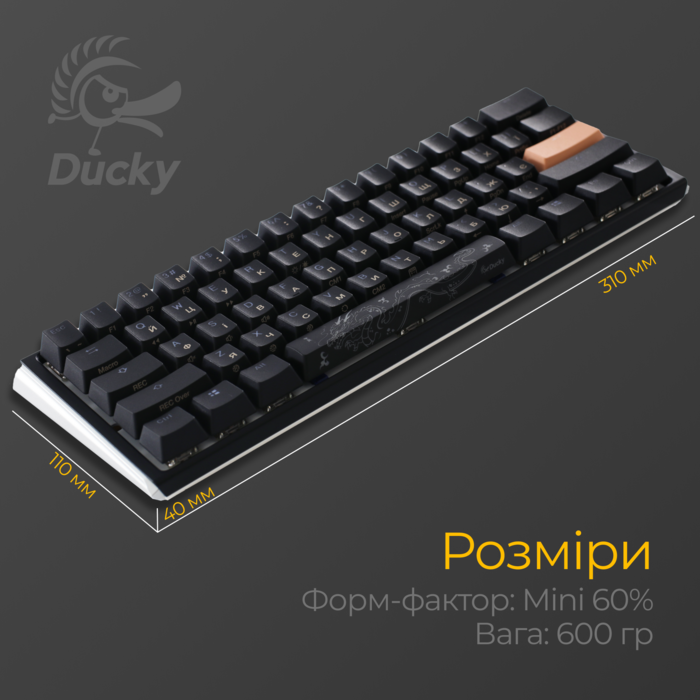 Механічна клавіатура Ducky One 3 Mini Cherry MX Red RGB Black UA