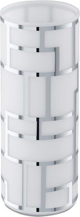 Настільна лампа EGLO Bayman, настільна лампа на 1 полум'я, елегантна, приліжкова лампа зі сталі та скла з декором, лампа для вітальні в хромі, біла, лампа з вимикачем, розетка E27