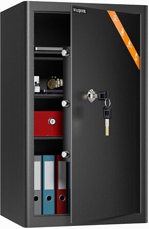 Safe Tresor з ключем WASJOYE: великий настінний сейф для грошей, ювелірних виробів, документів (45x35x31см, 67л)