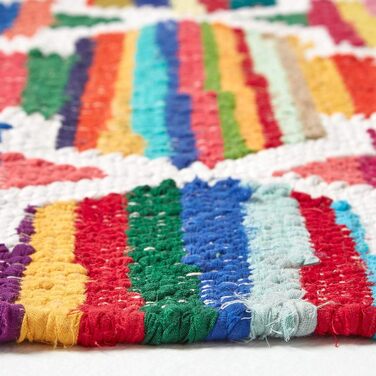 Ручне ткацтво з бавовни, 66 x 200 см, барвистий бавовняний килим з геометричним візерунком і бахромою