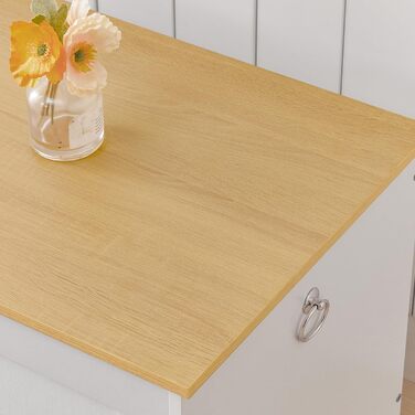 HOOBRO Лавка з ящиком для іграшок, 100 см, білий та натуральне дерево, з безпечним шарніром, для дому