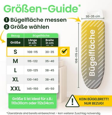 Чохол для прасувальної дошки SiplySooth 120x40 см, OEKOTEX100, з комфортним підкладкою, виготовлено в Німеччині, сірий/білий (блакитний/білий, S)