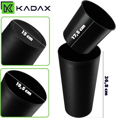 Набір горщиків KADAX (3 шт) з дерев'яною стружкою, чорний, 19.25/30 см