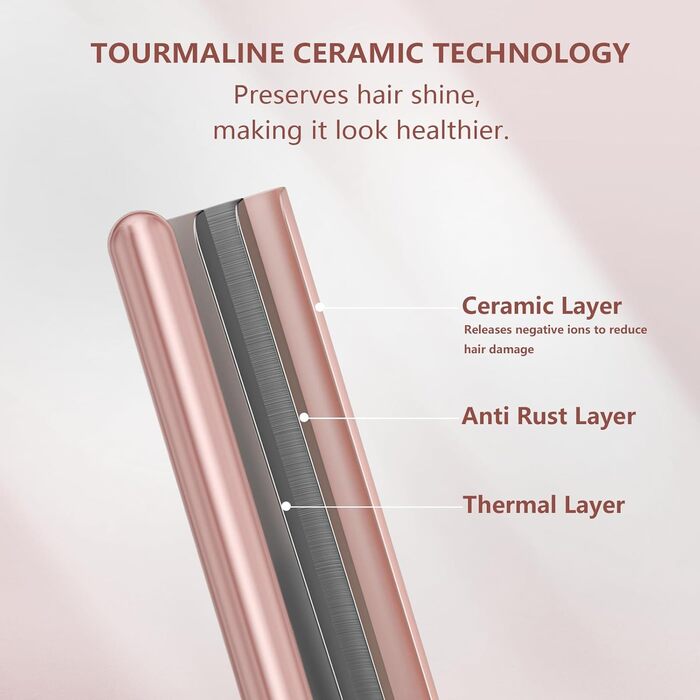 Локшик для волосся NWOUIIAY 6 в 1 з LCD-дисплеєм, керамічне покриття, мультифункціональний, змінне насадки, для великих та маленьких локонів, рукавички, регулювання температури, рожевий