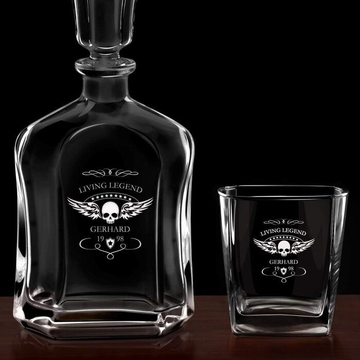 Віскі-карафа Maverton з гравіюванням + набір келихів (2/4/6) - 700 мл - Прекрасний подарунок для чоловіків