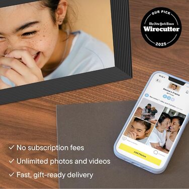 Розумний цифровий фотоальбом Aura Carver 10.1 дюйми HD Wi-Fi Cloud, безлімітний хмарний сховище, відправка фото з будь-якого місця - Gravel 10' - Чорний