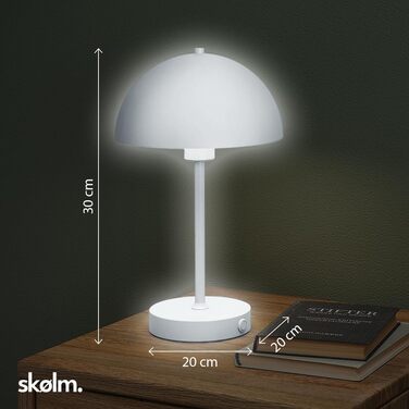 LED настільна лампа Skølm Aeriala: диммування, USB-C зарядка, тепле світло, до 10 годин роботи, метал, сірий колір