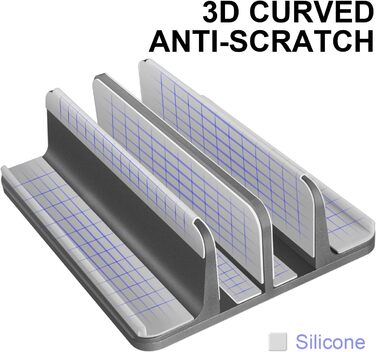 Металевий підставка для ноутбука Vertikaler, 4 слоти, вертикальний MacBook/HP/Chromebook до 44.5 см (17.5 дюймів), сірий