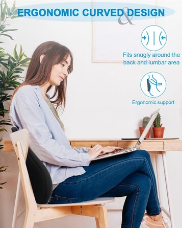 Подушка для спини FAOKZE з Memory Foam, ергономічна подушка для офісного крісла та дивана, антистатична та приємна до шкіри, для зручної посадки