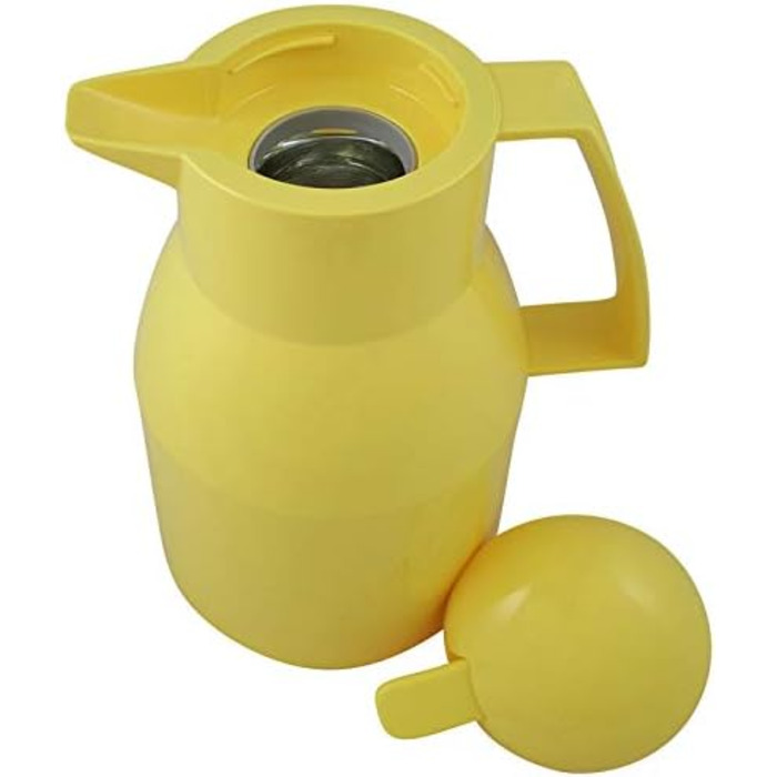 Термос Helios Top Push, жовтий, 1 літр - ізольована канa, пластик