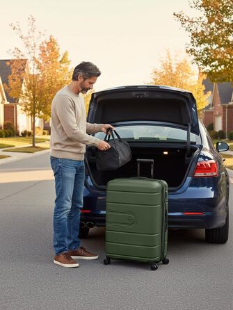 Набір валіз REDOLZ Hartschalen 3 шт. | Розкладні, з поліпропілену, 4 колеса, TSA-замок | Olive (L 76 см)