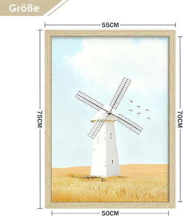 Набір фоторамок 3 шт 70x50 см з дерева для фото, картин, постерів (натуральне дерево)