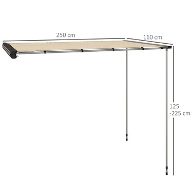 Тент для автомобіля Outsunny – намет на дах авто, водостійкий, 160 x 250 x 125-225 см, хакі