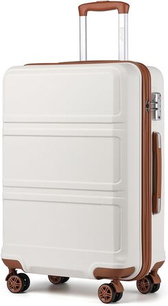 KONO Чемодан-Тролей 55 см, Кремовий Білий | Валіза для подорожей