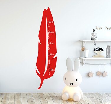 Планка для дитячої наклейки на стіну, наклейка на стіну, вимірювання зростання, настінна наклейка, шкала (перо, червоний)