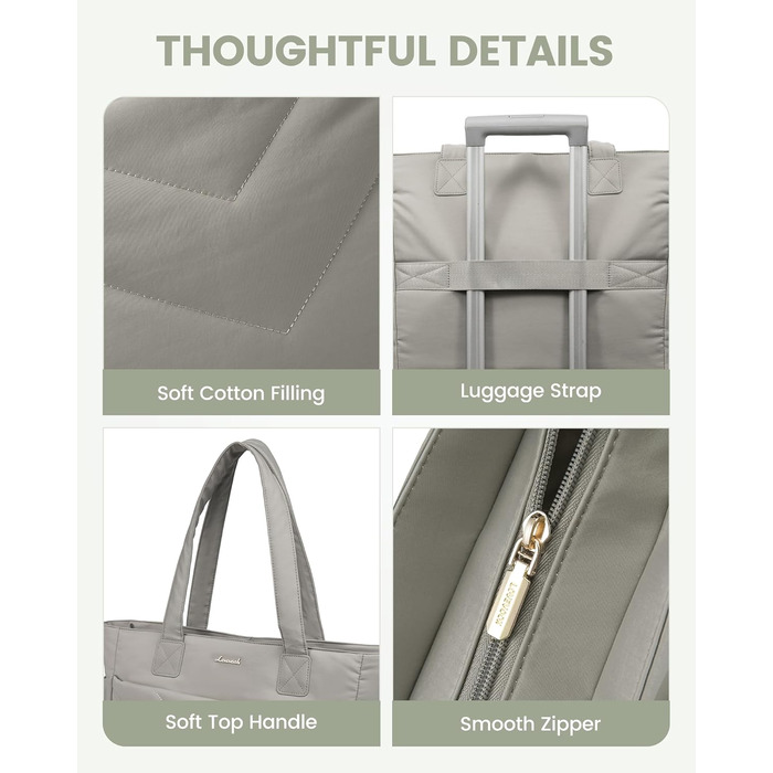 Сумка для ноутбука LOVEVOOK 15.6 дюймів, жіноча, shopper, велика, для роботи, навчання, універсальна, сіра, зелена