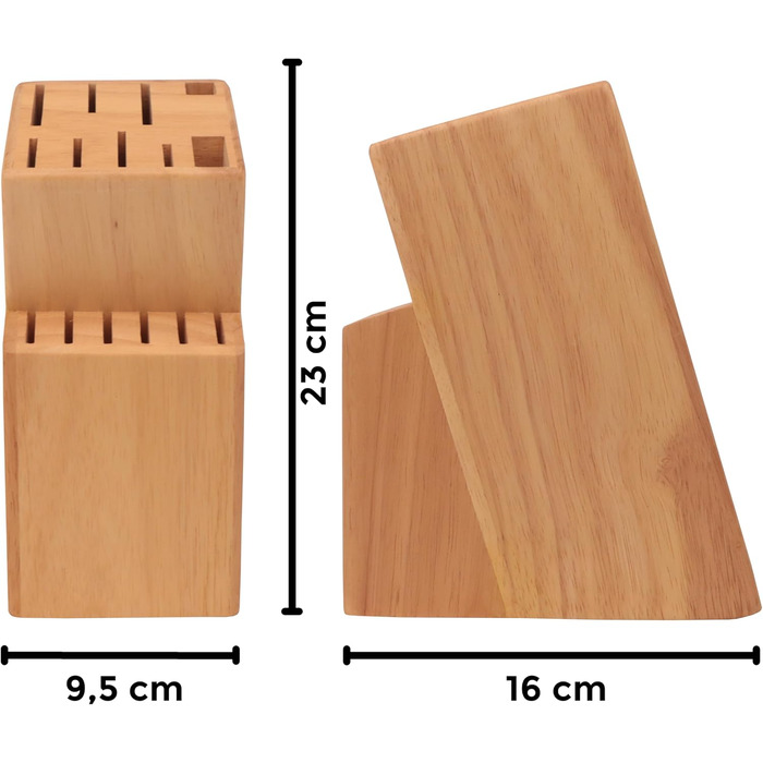 Універсальний тримач для ножів на 15 шт. , міцний дерев'яний брусок з прорізом для ножиць, без ножа (щелепи)