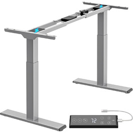 Електричний регульований стіл ALLDREI з 2 моторами, Type-C порт, 4 пам'яті, телескопічна ніжка (сірий)