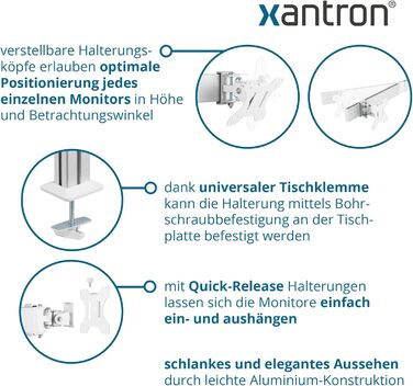 Кріплення для монітора Xantron® ECO-E62: підходить для моніторів 17-32 дюймів, VESA 75x75 & 100x100, для плоских та вигнутих моніторів, комплект з монтажним матеріалом (6 моніторів)
