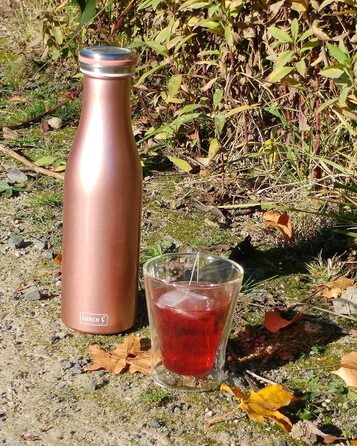 Ізольована пляшка / термос для гарячих і холодних напоїв Lurch 240943 з нержавіючої сталі з подвійними стінками об'ємом 0,5 л, (Рожеве золото)